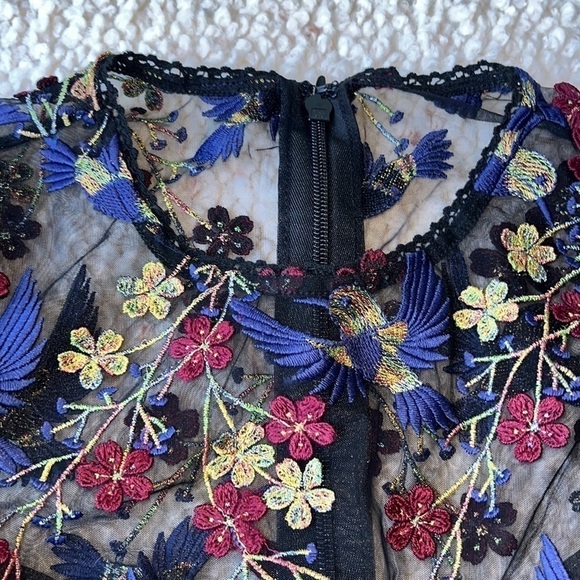 Dress the Population Sophia Hummingbird Embroidered Sheer Illusion Dress XS - Picture 7 of 16